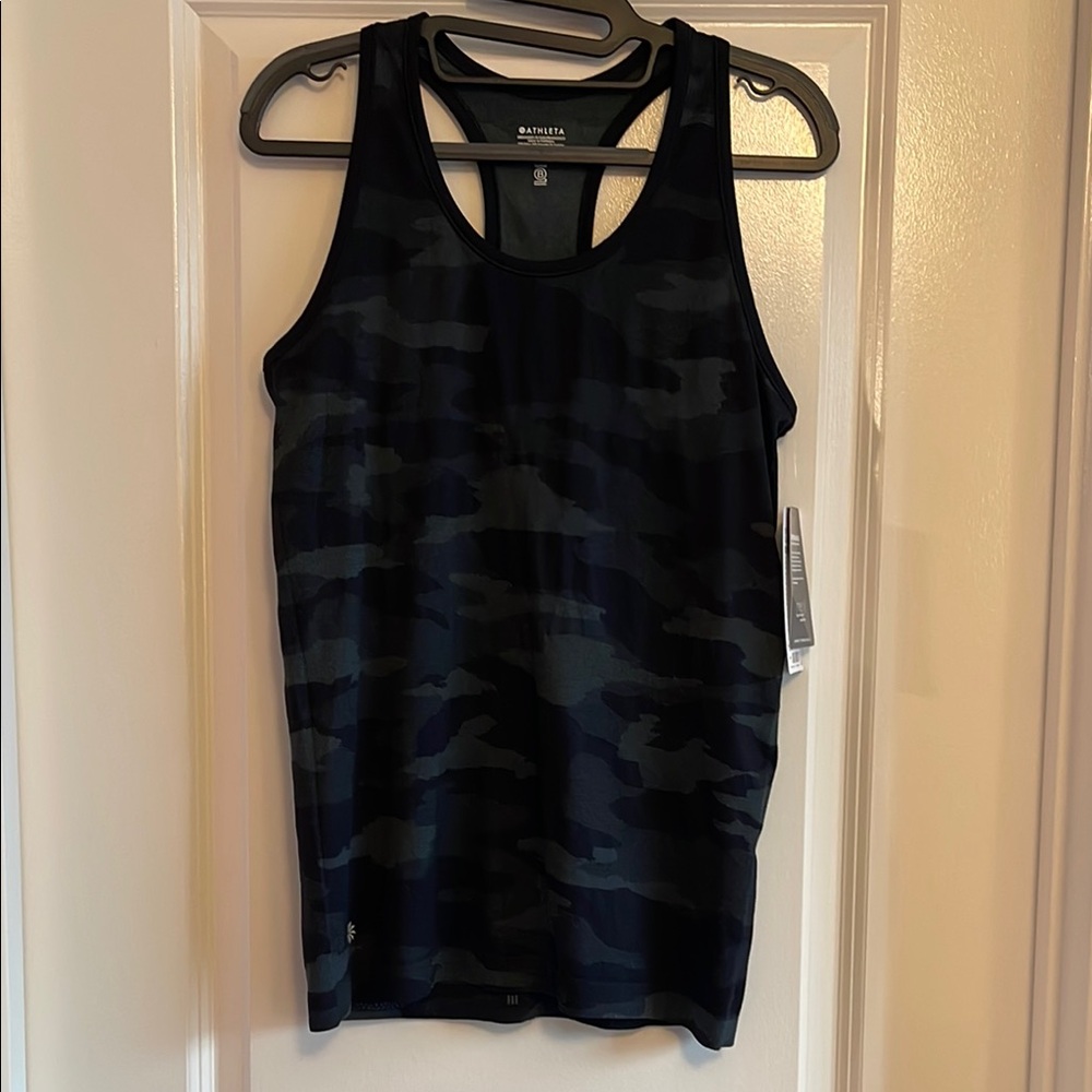 NWT Athleta Black Gray Camo Tank Top M NEW